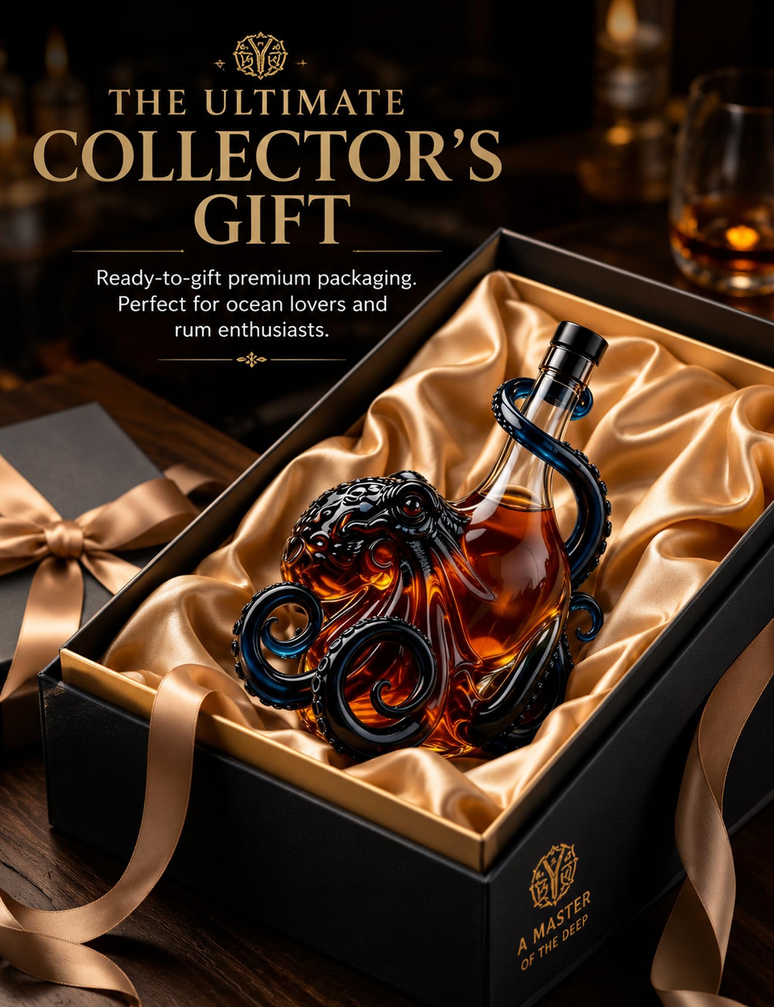 🐙 Octopus Sculpted Whiskey Decanter | Nautical Kraken Glass Liquor Bottle