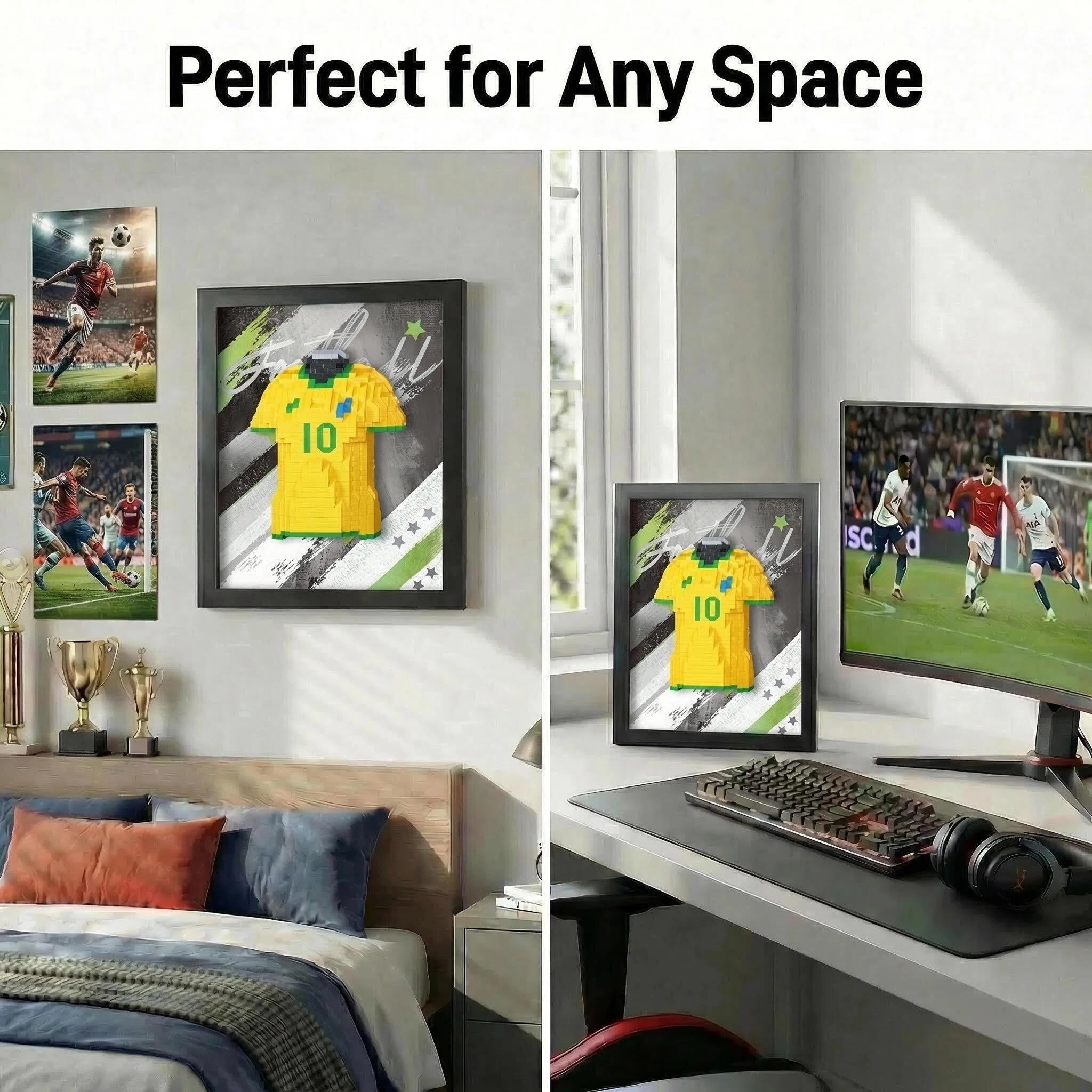 ⚽ Football Jersey Building Block Set | Soccer Star Shirt Frame Display Puzzle Toy