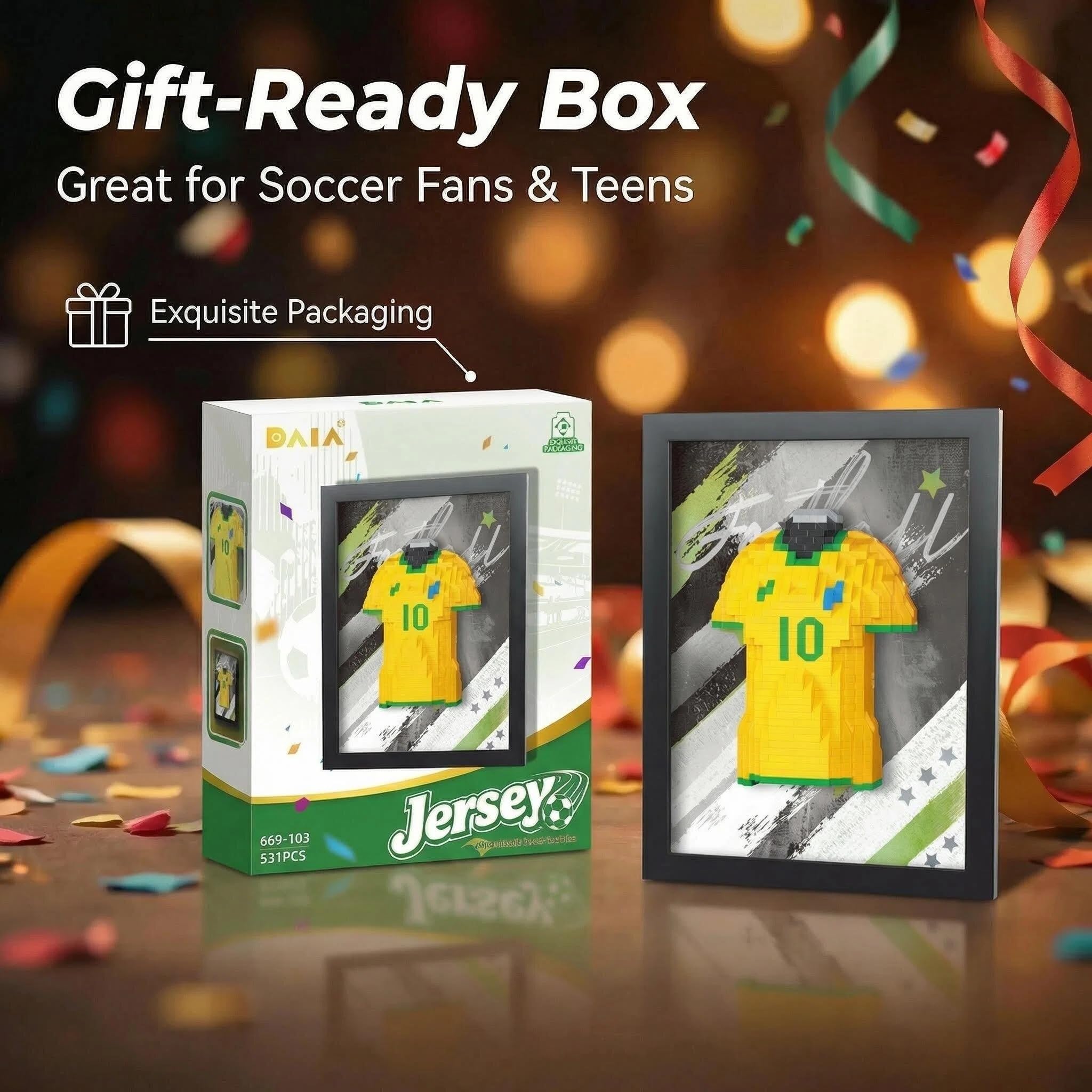 ⚽ Football Jersey Building Block Set | Soccer Star Shirt Frame Display Puzzle Toy