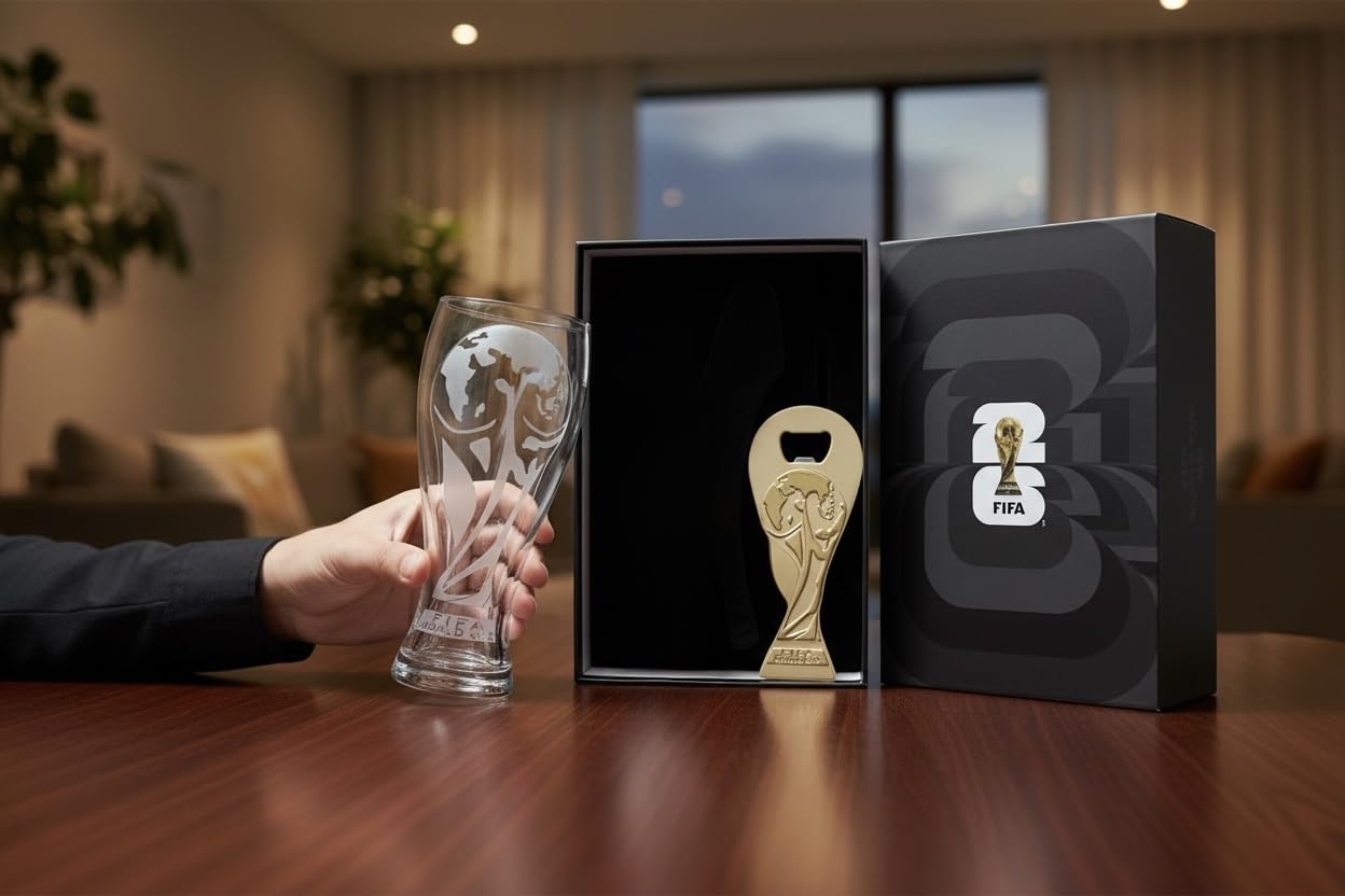 🏆 2026 FIFA World Cup Official Beer Glass & Trophy Bottle Opener Gift Set