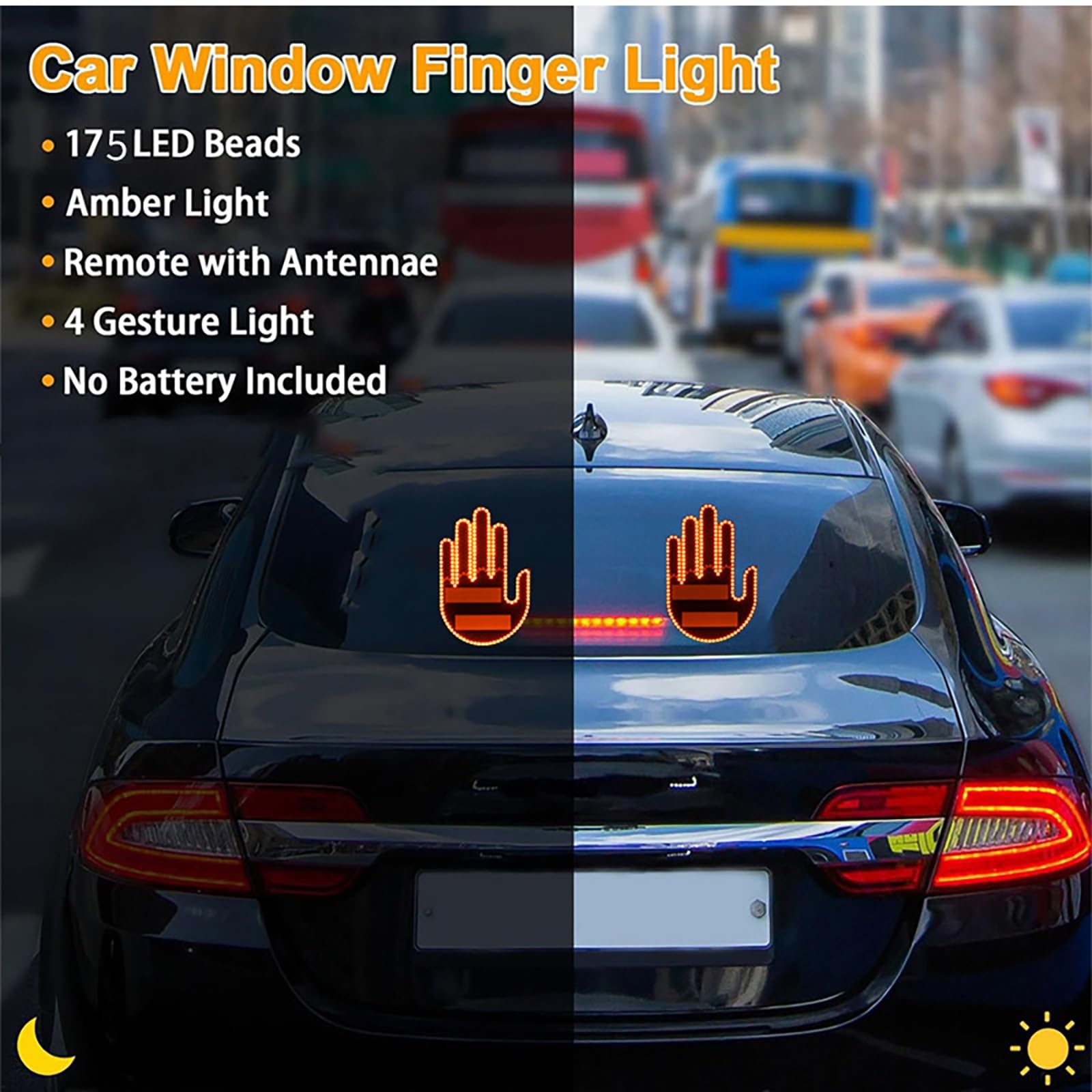 ✋ LED Gesture Hand Light for Car Rear Window | Remote‑Controlled Funny Finger Signal Light
