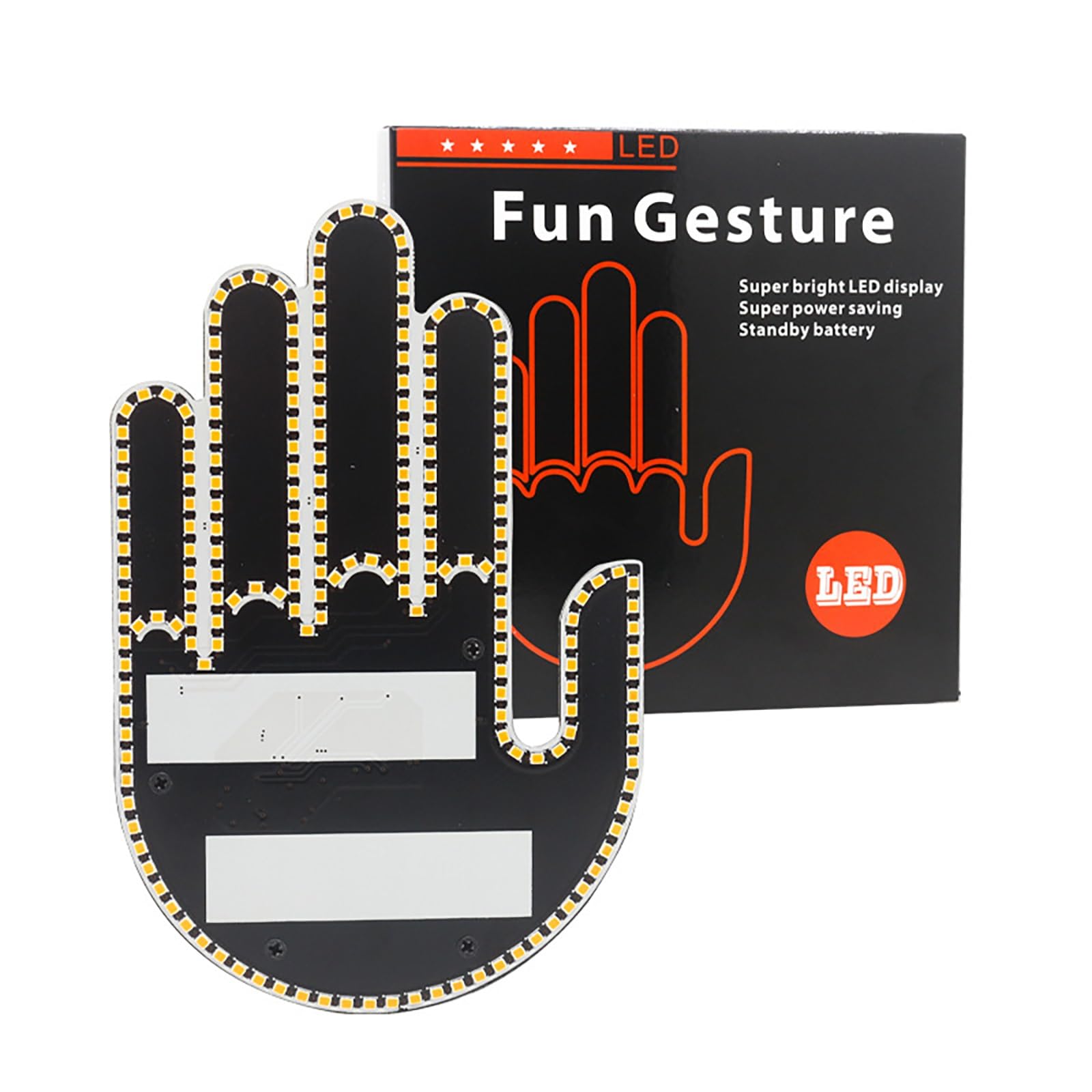 ✋ LED Gesture Hand Light for Car Rear Window | Remote‑Controlled Funny Finger Signal Light
