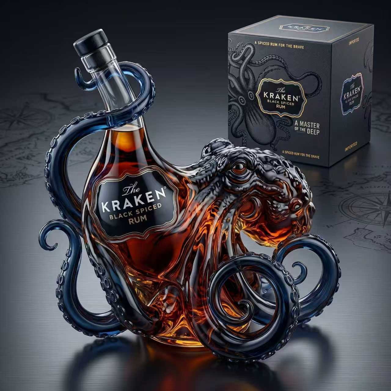 🐙 Octopus Sculpted Whiskey Decanter | Nautical Kraken Glass Liquor Bottle