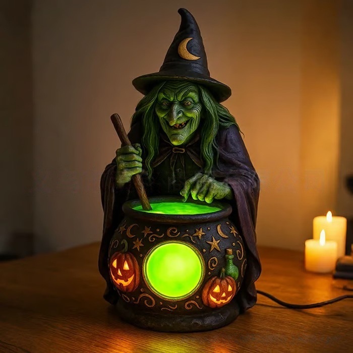 🧙‍♀️ Witch Hat Stained Glass Table Lamp | Halloween Bat Spider Themed Tiffany Desk Lamp