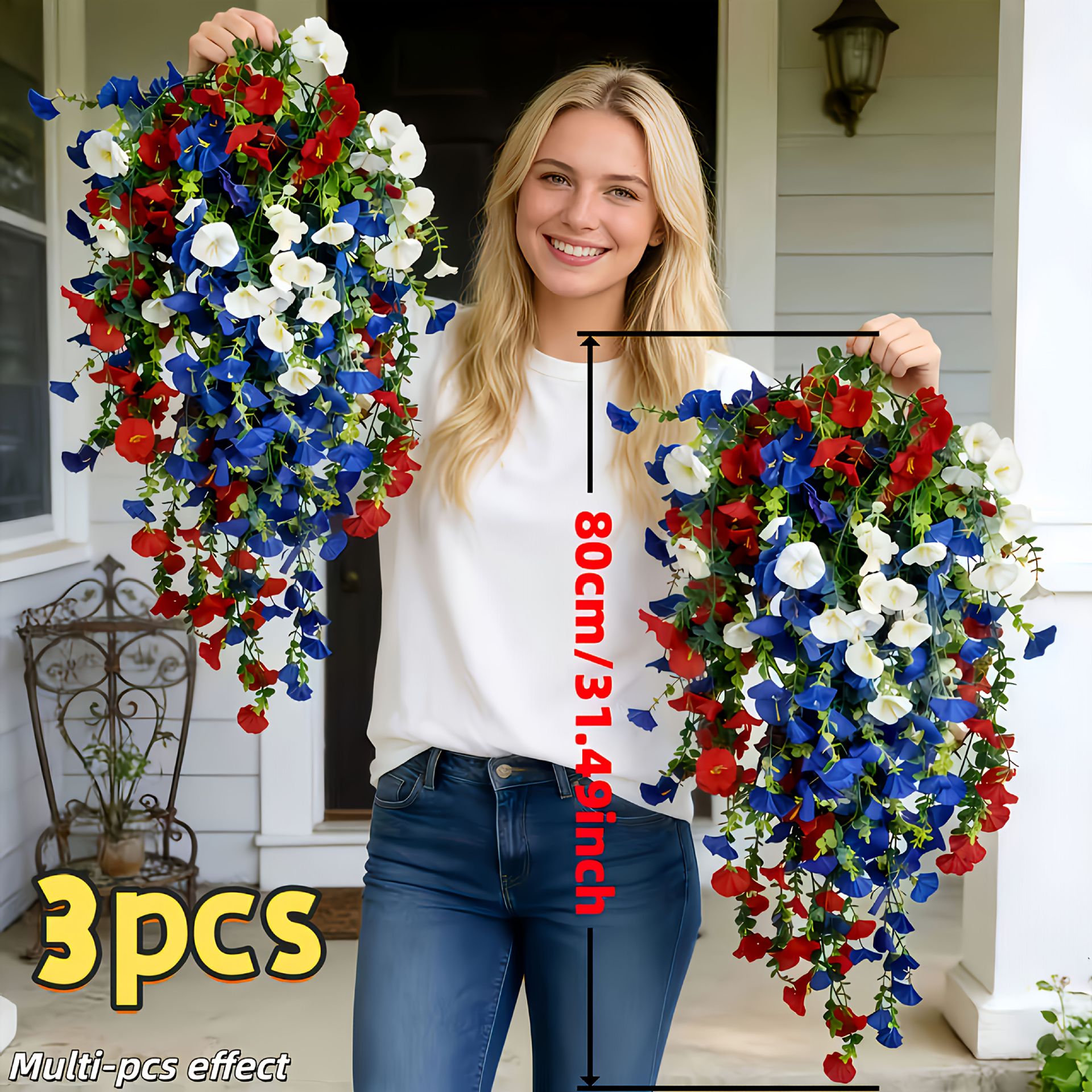 ✨✨🇺🇸 Celebrate the 250th anniversary of the United States with patriotic-style hanging bouquets