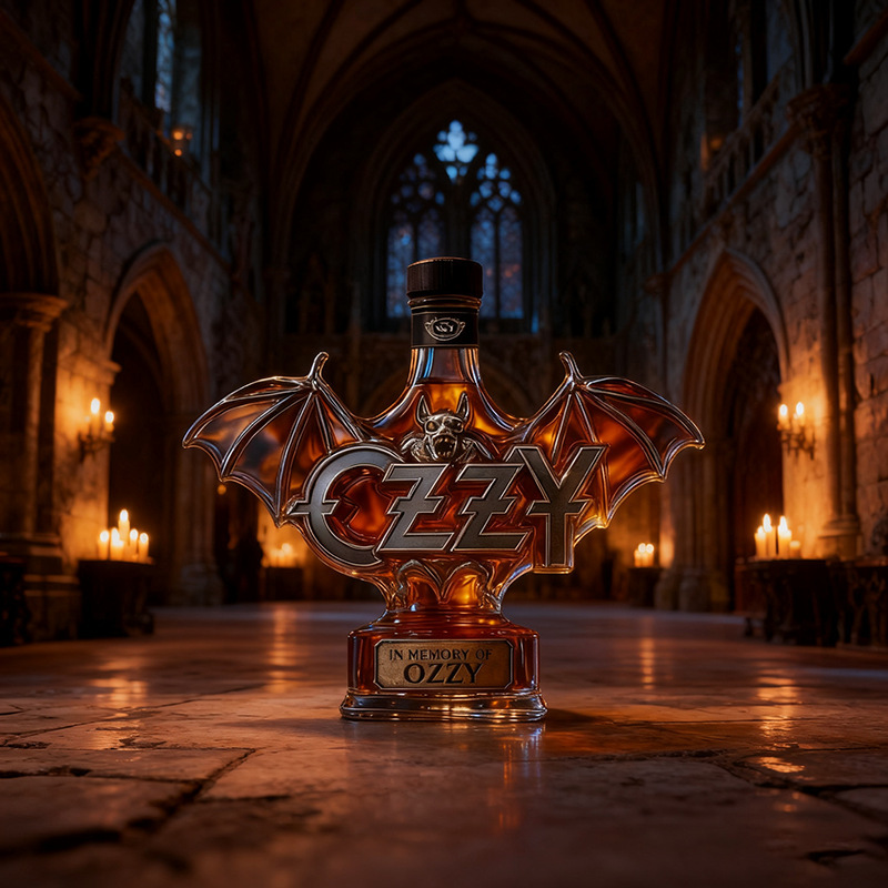 🦇 Ozzy Osbourne Bat Wing Whiskey Decanter | Rock Legend Memorial Liquor Bottle