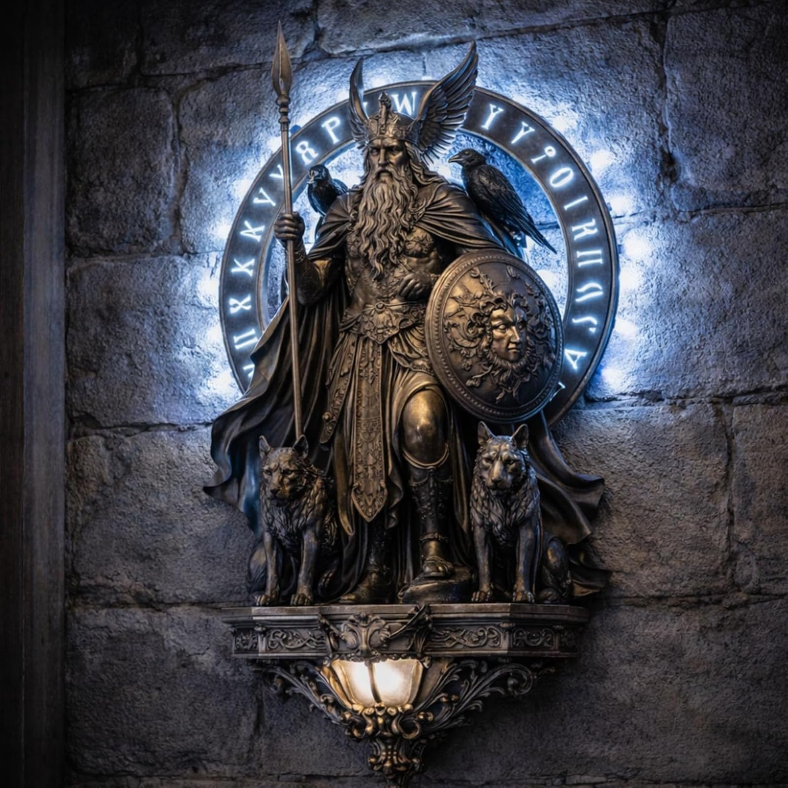 🏛️ Mythological Sculpture LED Wall Sconce | Gothic Saint Michael & Norse God Decor Light