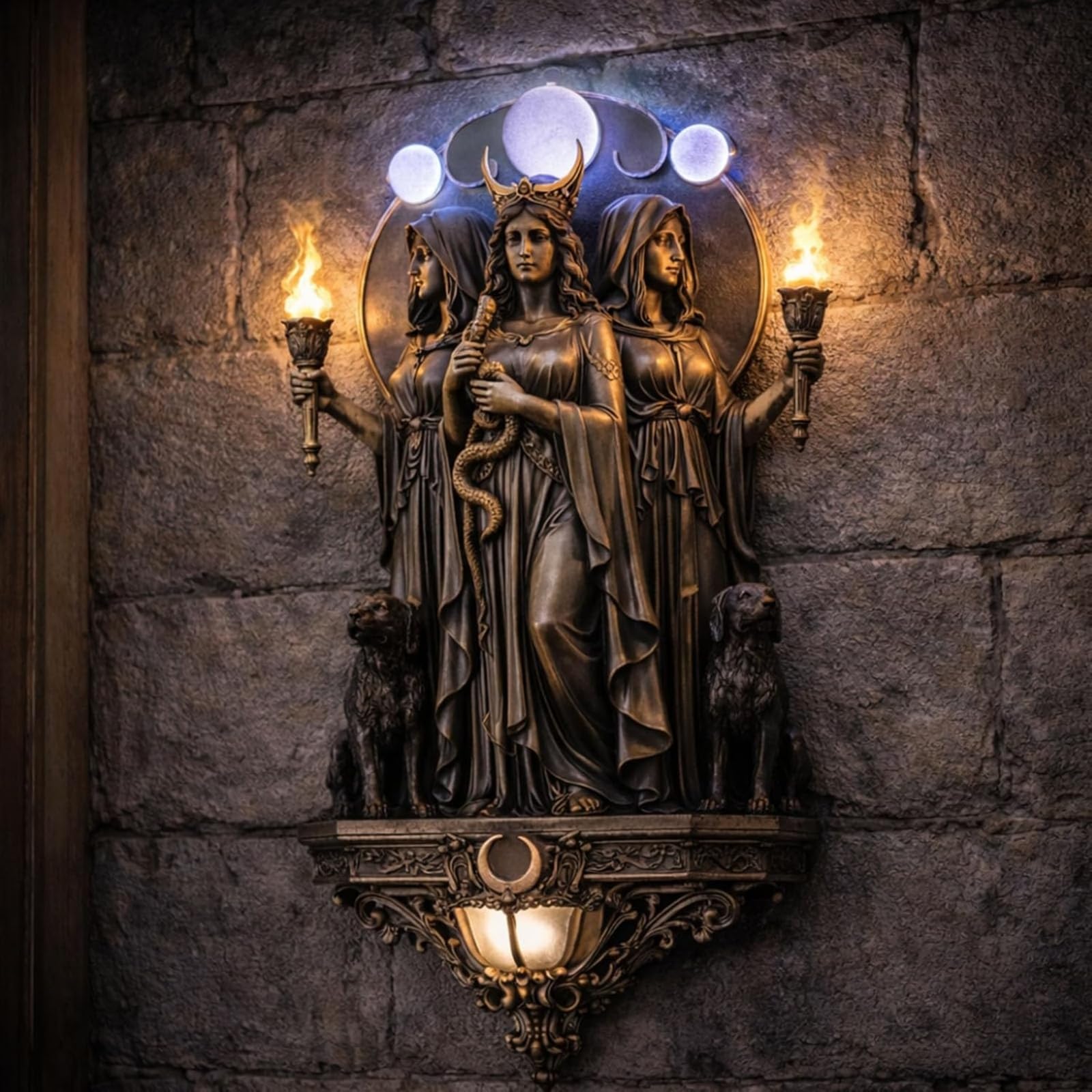 🏛️ Mythological Sculpture LED Wall Sconce | Gothic Saint Michael & Norse God Decor Light