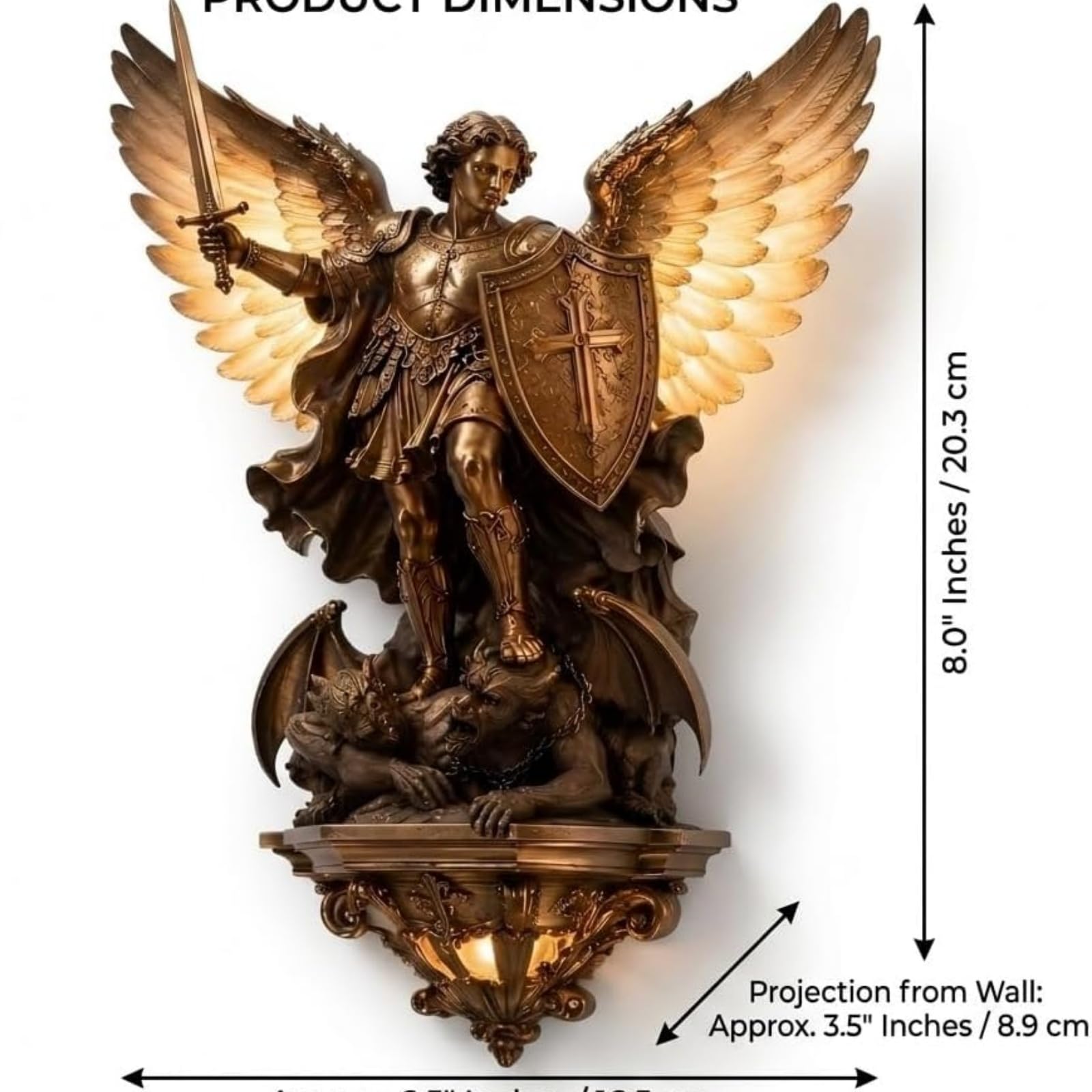 🏛️ Mythological Sculpture LED Wall Sconce | Gothic Saint Michael & Norse God Decor Light