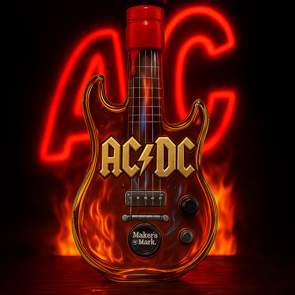 🎸 AC/DC Guitar Shaped Whiskey Decanter | Classic Rock Band Liquor Bottle