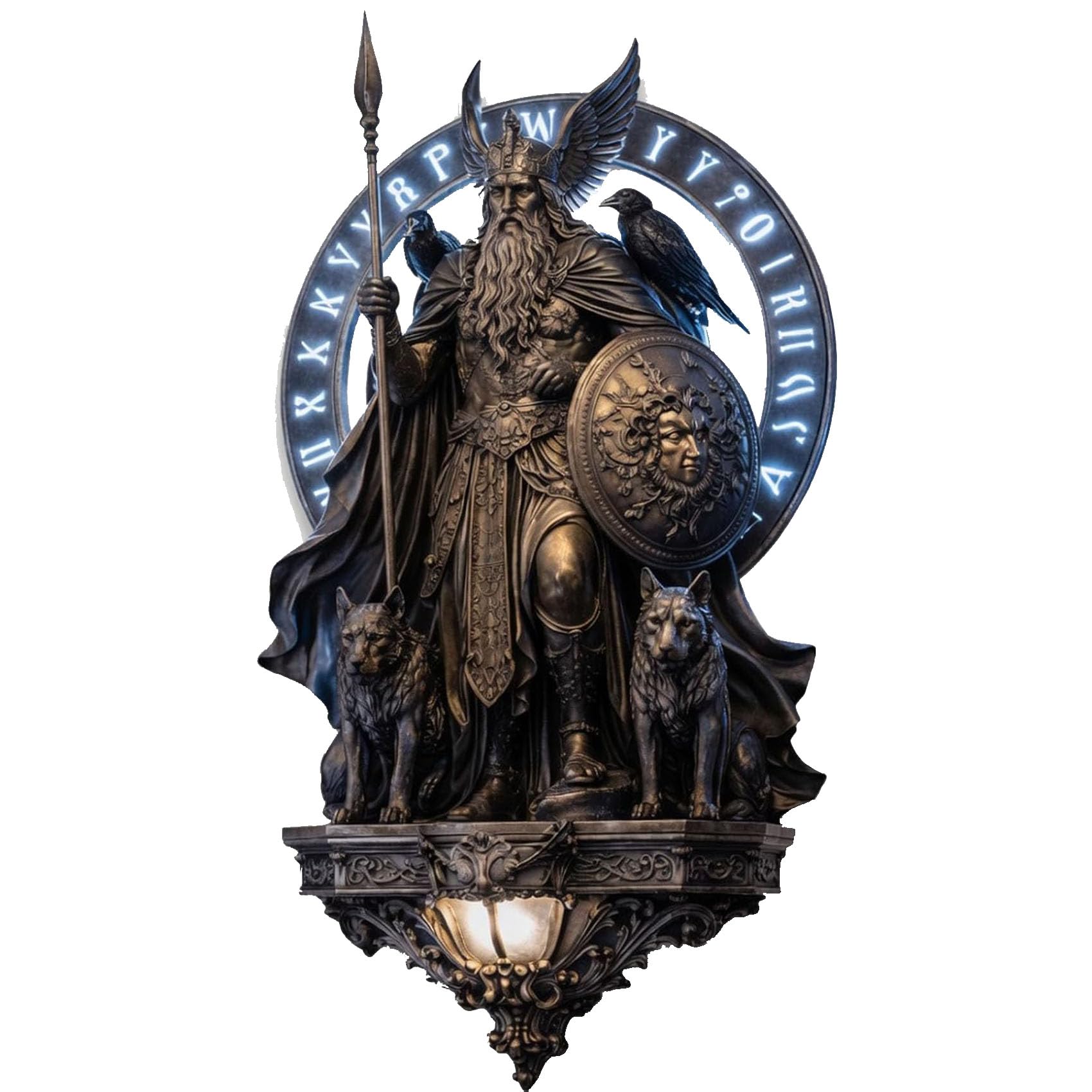🏛️ Mythological Sculpture LED Wall Sconce | Gothic Saint Michael & Norse God Decor Light