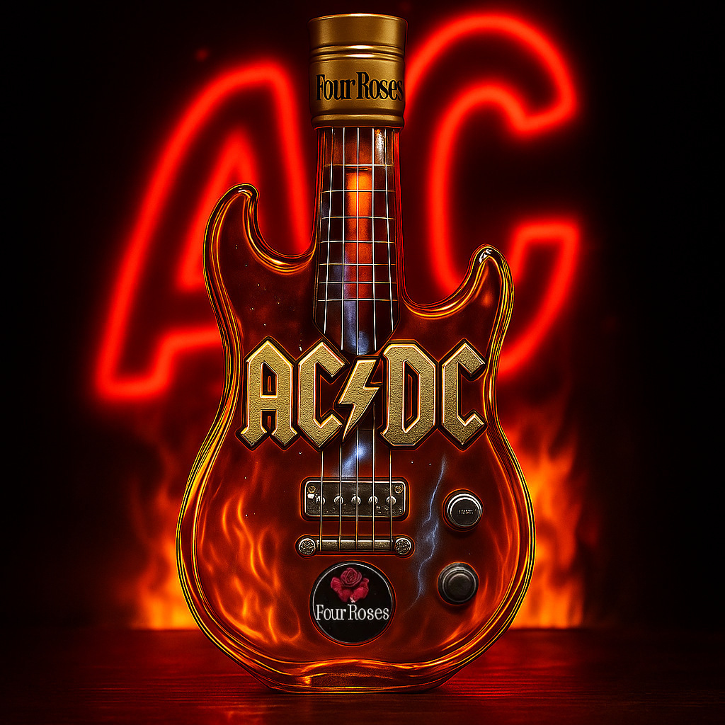 🎸 AC/DC Guitar Shaped Whiskey Decanter | Classic Rock Band Liquor Bottle