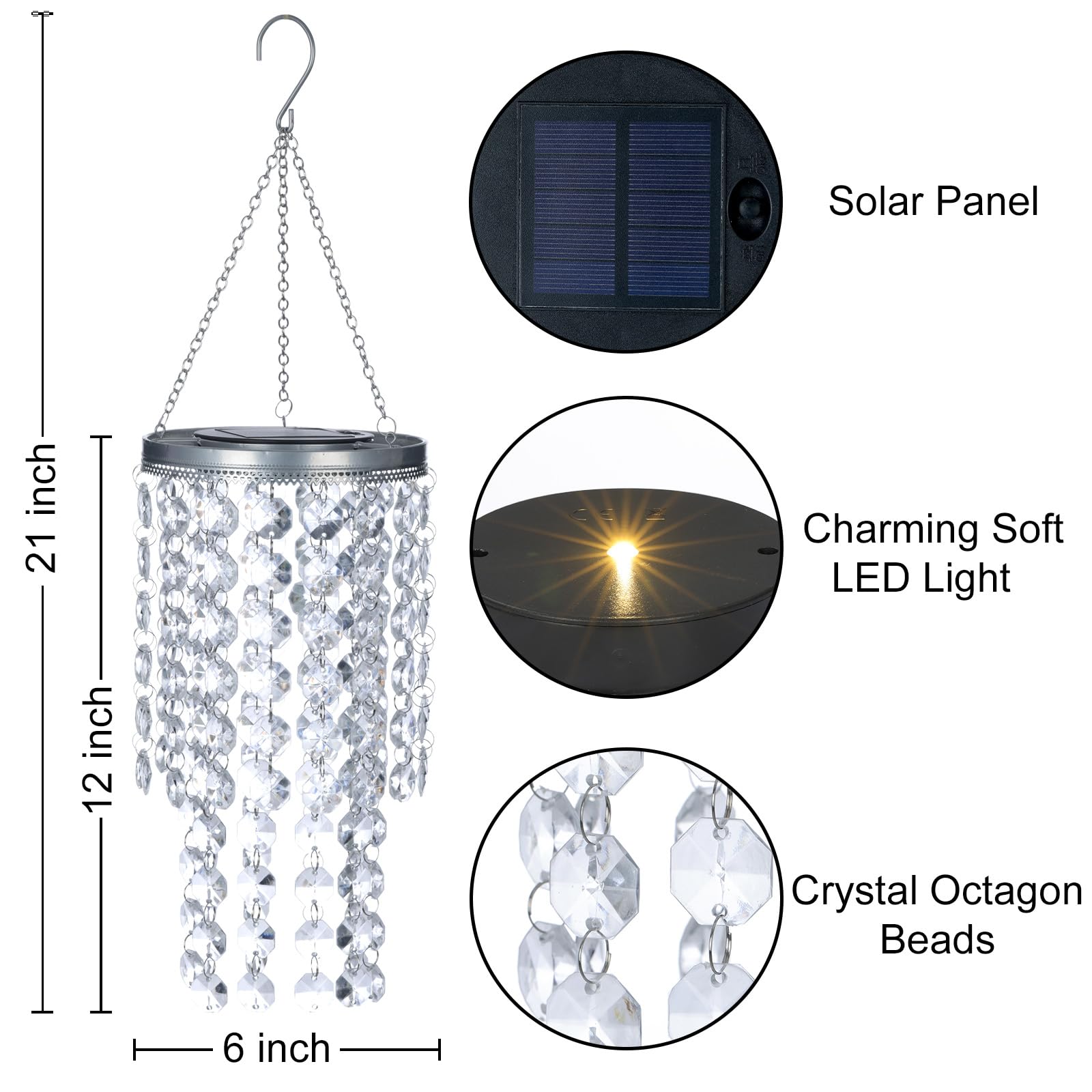 ✨ Solar‑Powered Crystal Beaded Hanging Chandelier | Outdoor Waterproof LED Pendant Light