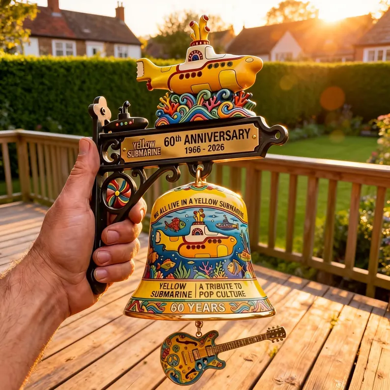 🛳️ The Beatles Yellow Submarine Anniversary Wall Doorbell Bell | Pop‑Culture Decor Door Chime
