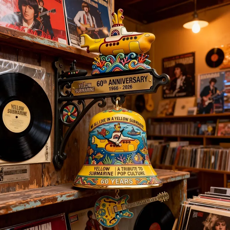 🛳️ The Beatles Yellow Submarine Anniversary Wall Doorbell Bell | Pop‑Culture Decor Door Chime