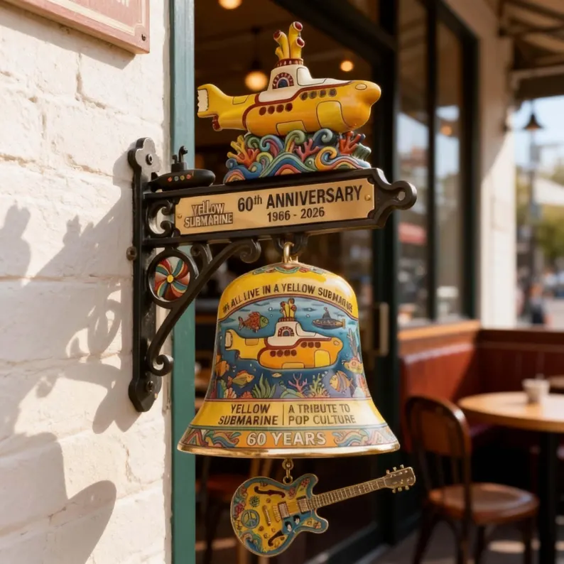 🛳️ The Beatles Yellow Submarine Anniversary Wall Doorbell Bell | Pop‑Culture Decor Door Chime