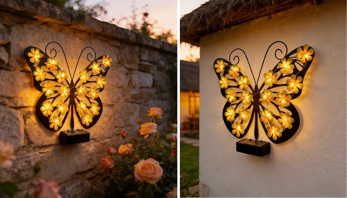 🦋 Solar-Powered Butterfly Wall Light | Outdoor Garden Decor LED Lamp