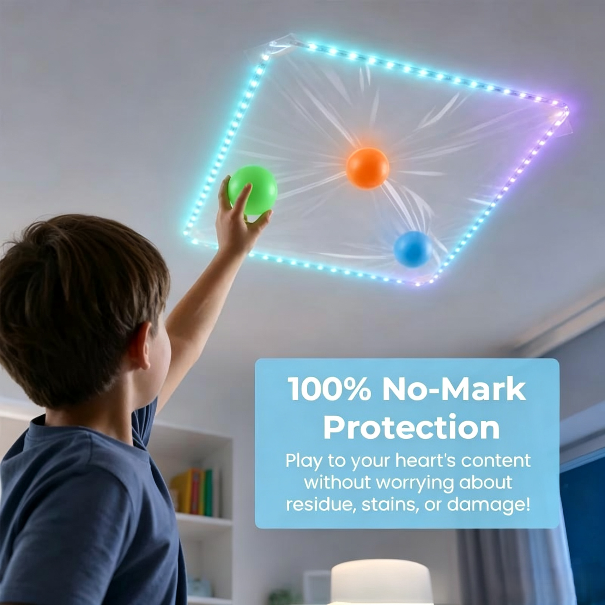 🟡LED Glow Sticky Ball Wall Game Set No-Mark Wall Protector Film