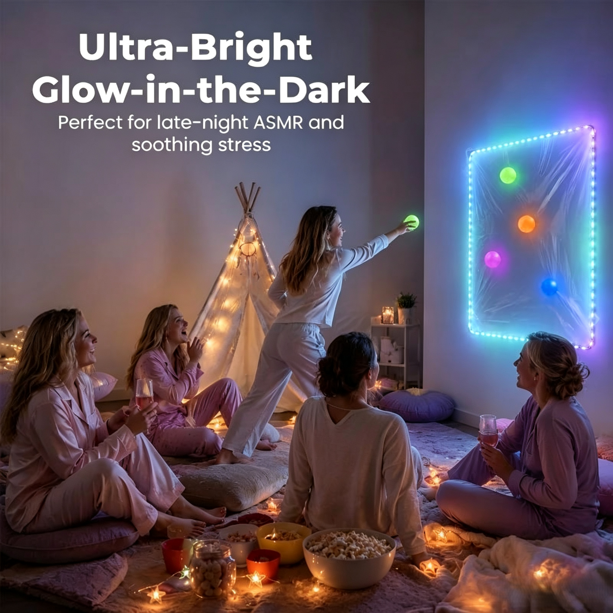 🟡LED Glow Sticky Ball Wall Game Set No-Mark Wall Protector Film
