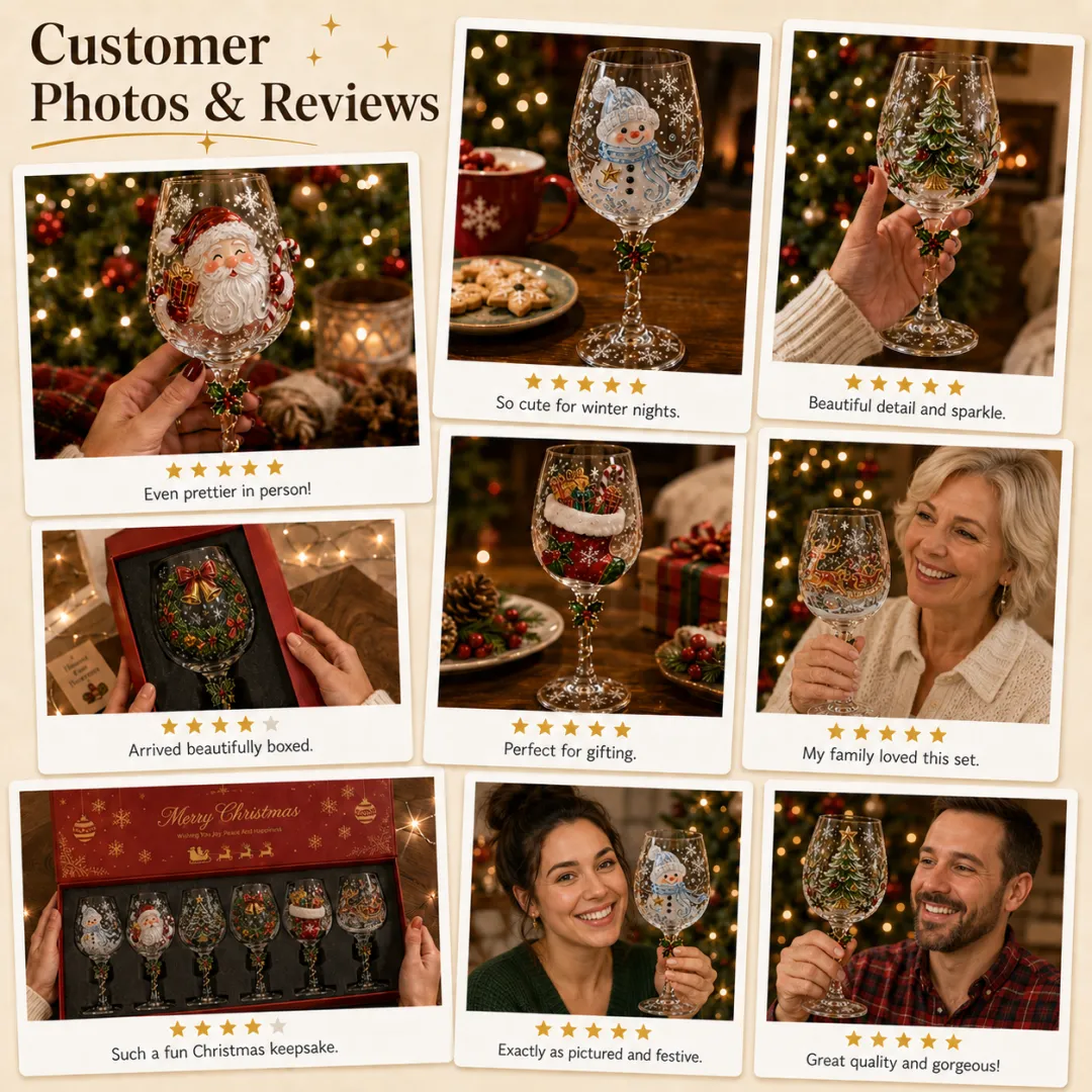 💥 Last Day 49% OFF – 🔥🎁Christmas 3D Wine Glass Collection Gift Box Set✨