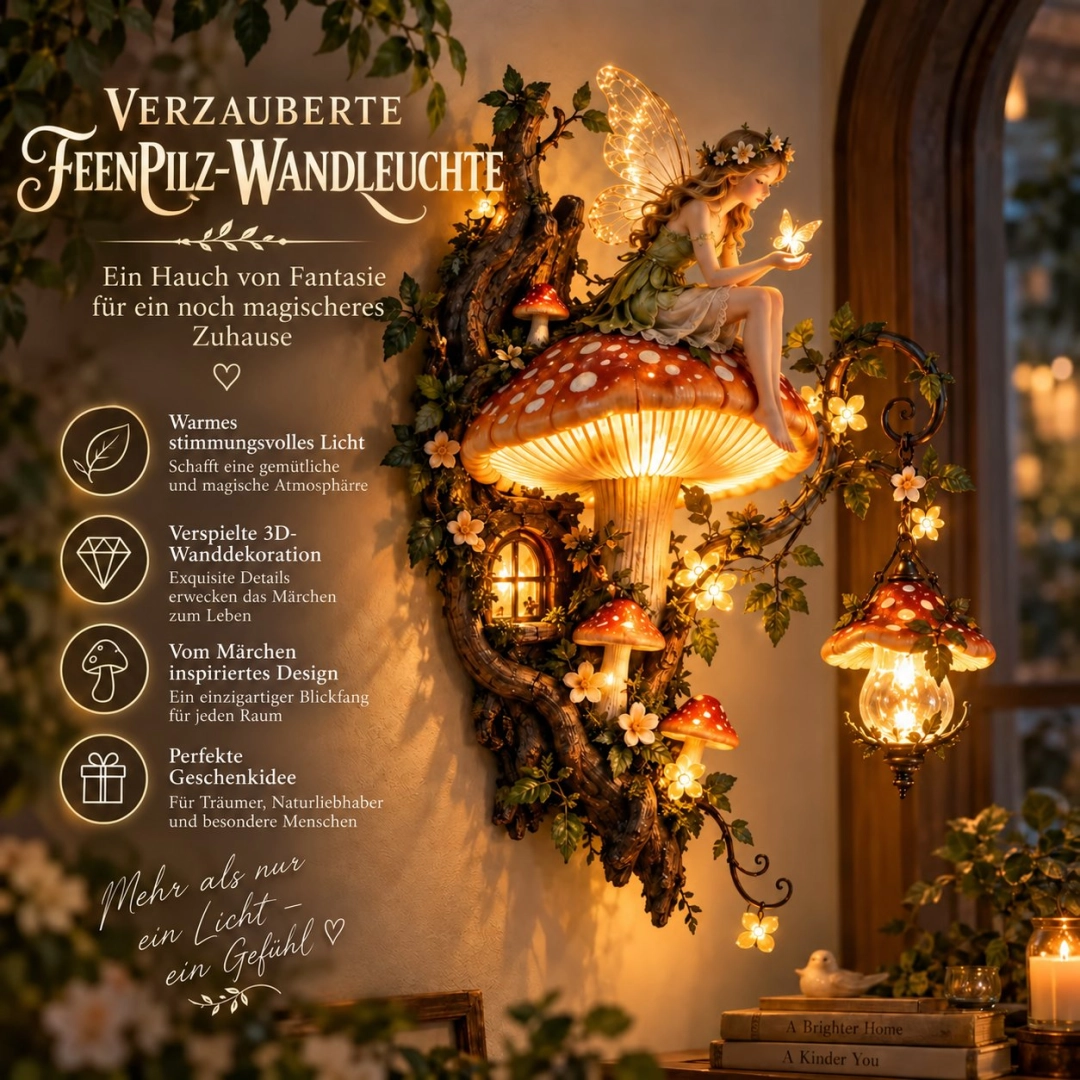 🧚✨ Verzauberte Pilz-Feen-Wandleuchte 🍄🌿