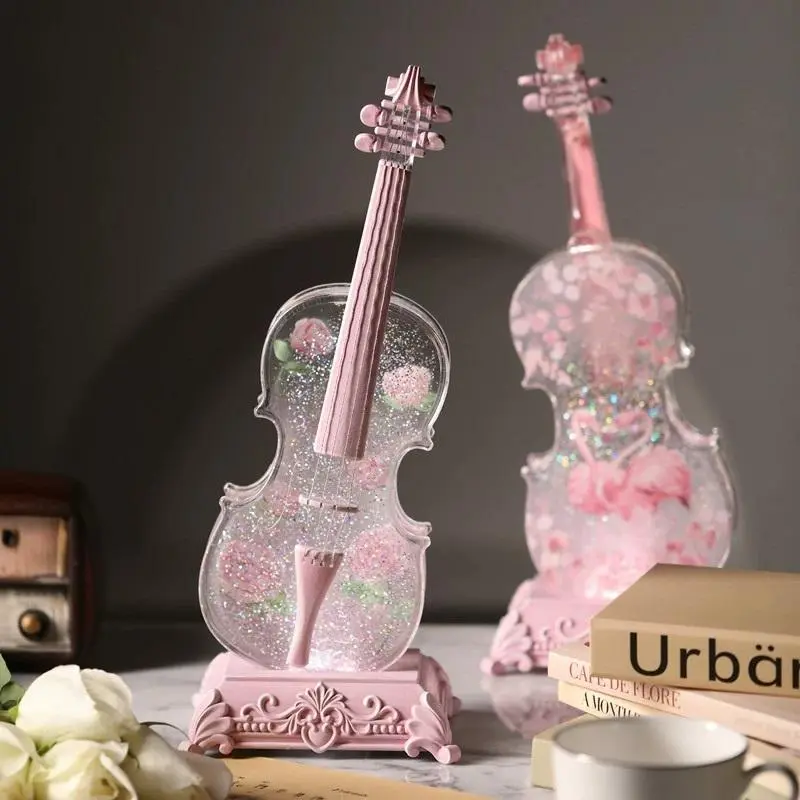 🎻Violin Shaped Artificial Crystal Lamp Music Box with Bluetooth Speaker
