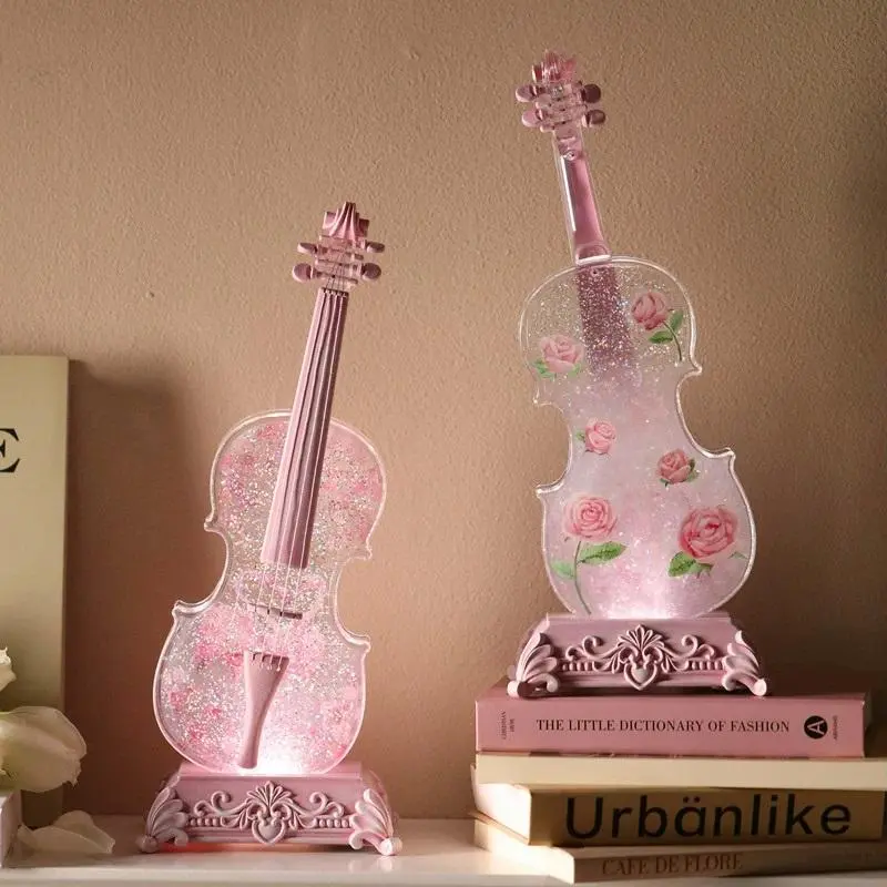 🎻Violin Shaped Artificial Crystal Lamp Music Box with Bluetooth Speaker