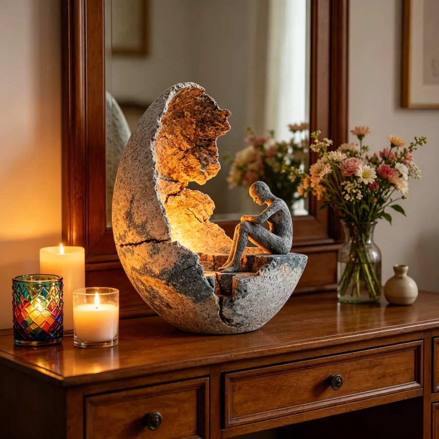 🌙Cracked Moon Thinker Sculpture Lamp