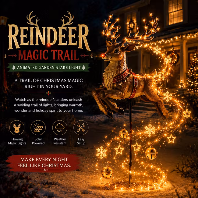 🎅✨ 2026 New Santa’s Flying Sleigh Gift Cascade – Solar Christmas Garden Light