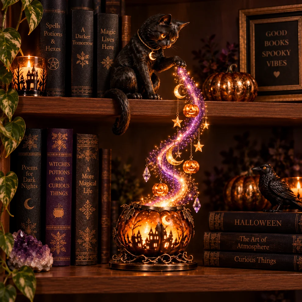✨ Halloween Magic Cascade Shelf Light Collectio – Enchanted Bookcase Decor