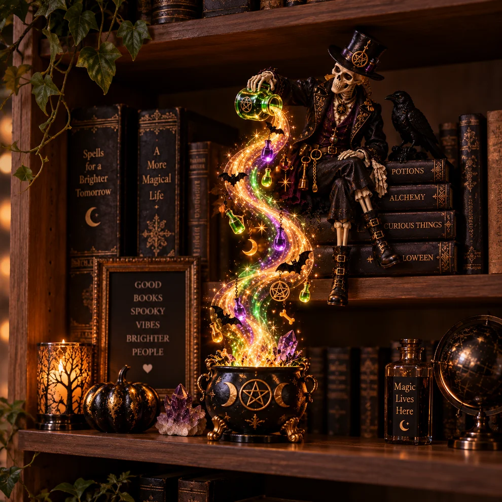 ✨ Halloween Magic Cascade Shelf Light Collectio – Enchanted Bookcase Decor