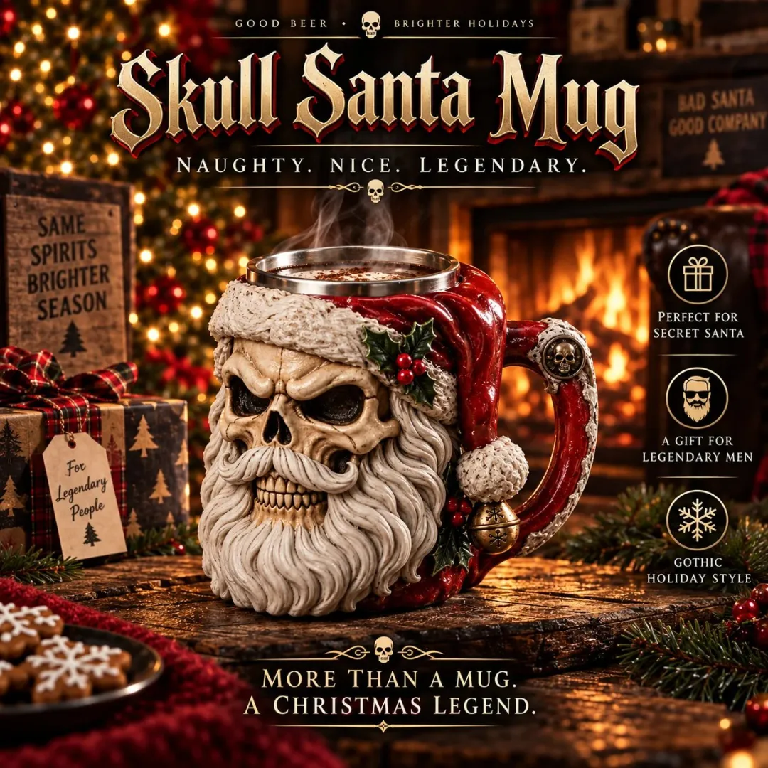💀🎅 3D Dark Christmas Santa Mug Collection | Skull Santa & Pirate Santa Designs with Sculpted Holiday Details ☠️