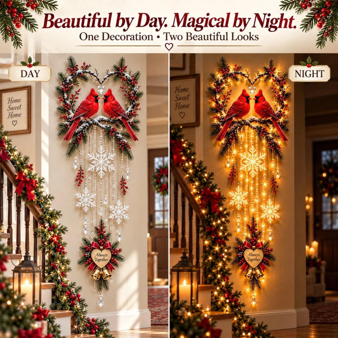🐦 Always Together Cardinal – Lighted Christmas Wall Decor