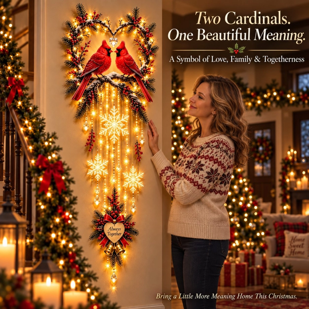 🐦 Always Together Cardinal – Lighted Christmas Wall Decor