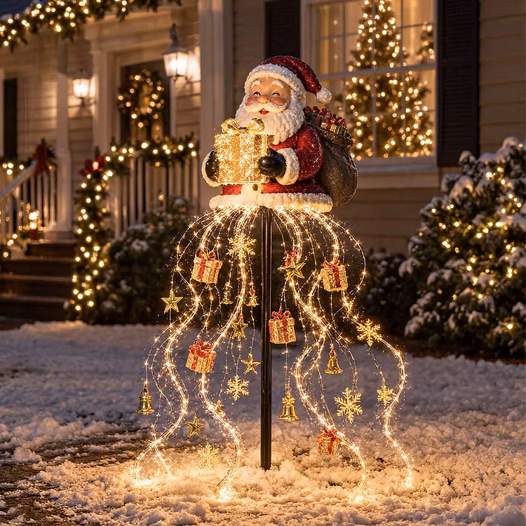 🎅✨ Santa’s Golden Gift Fountain Light 🎁🌟