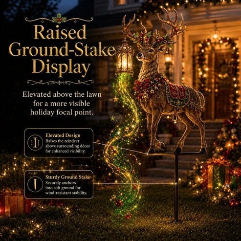 🎄🔥New arrivals- Light-Up Reindeer Lawn Stake, Festive Outdoor Christmas Decor