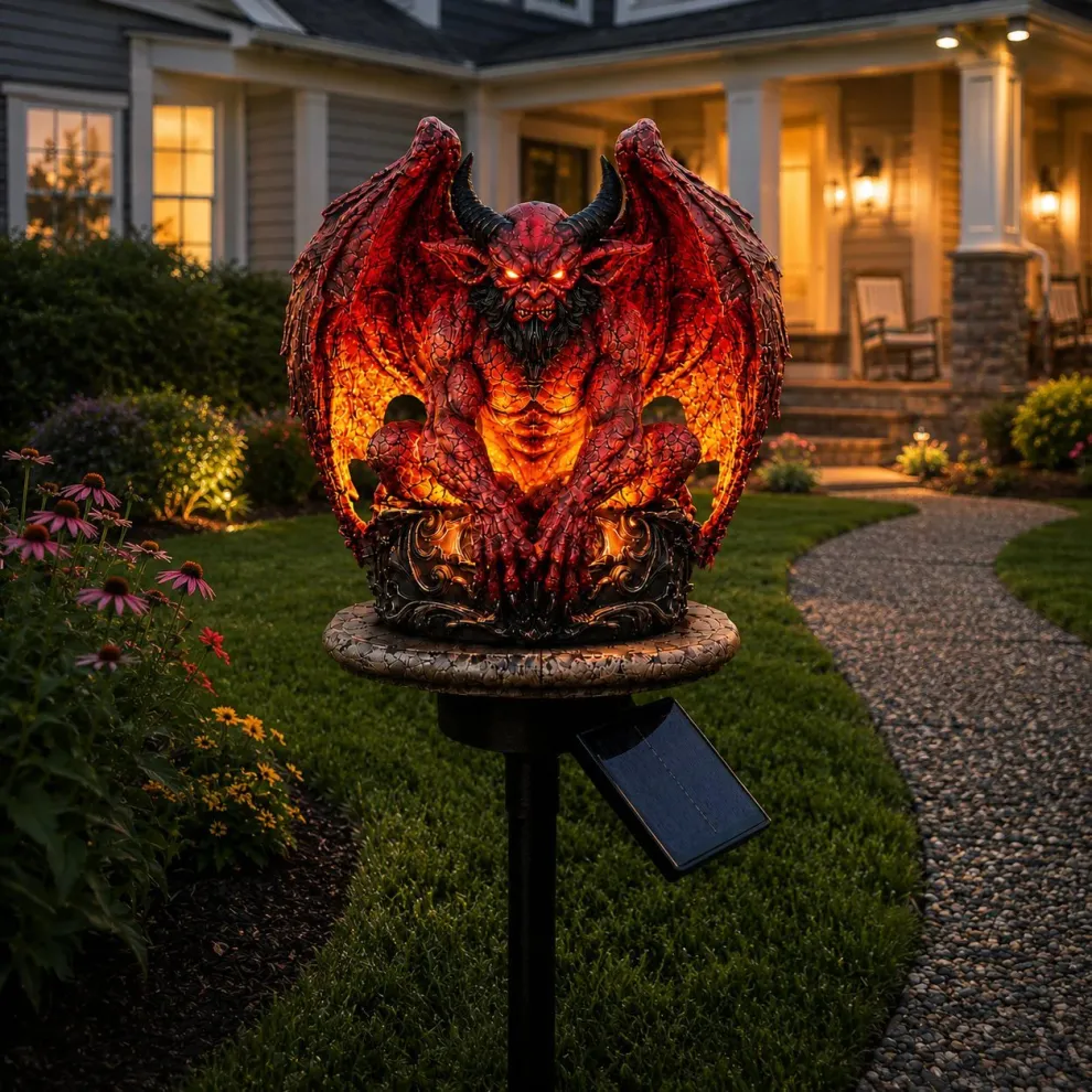 🔥 Gargoyle Guardian Solar Garden Stake Light – 🦇Glowing Gothic Outdoor Yard Decor