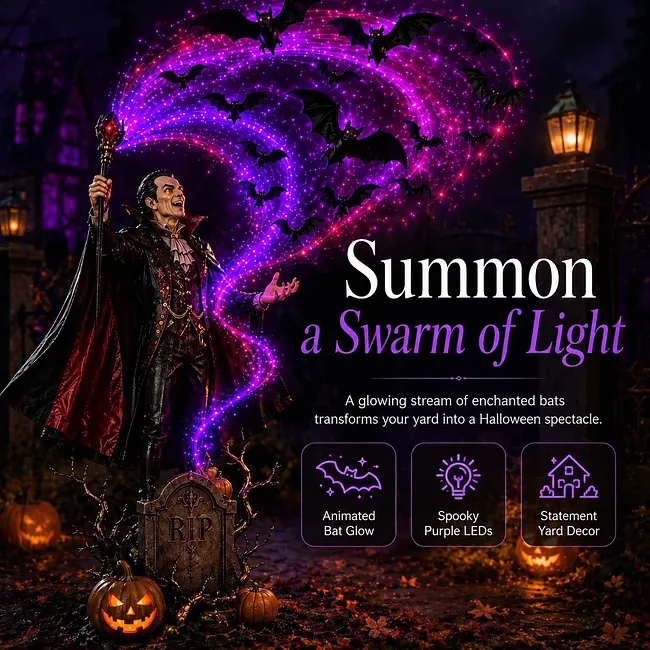 Glowing vampire bat swarm Halloween decoration
