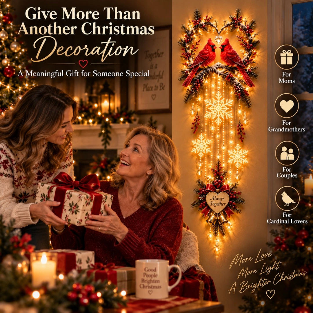 🐦 Always Together Cardinal – Lighted Christmas Wall Decor