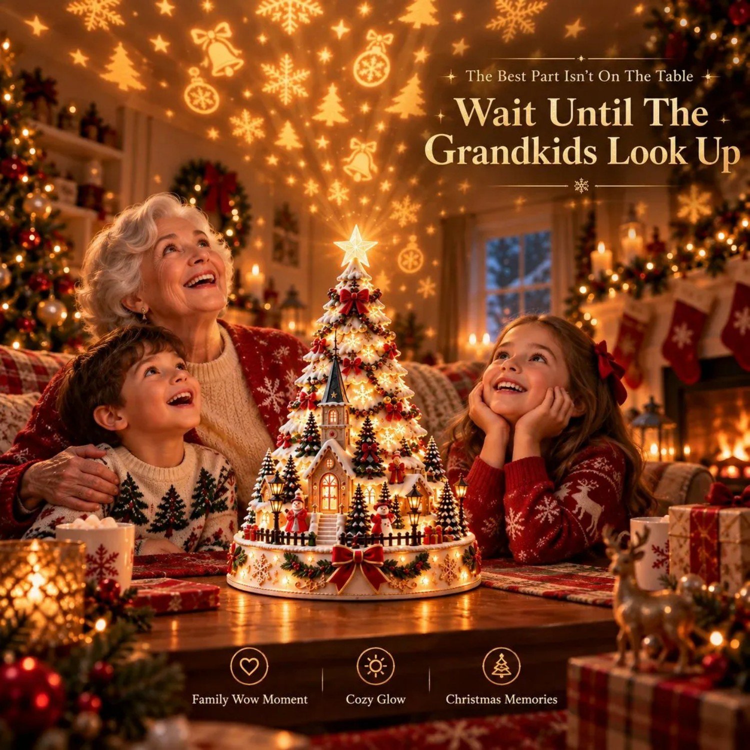 🌟Projection Christmas Village Tabletop Tree