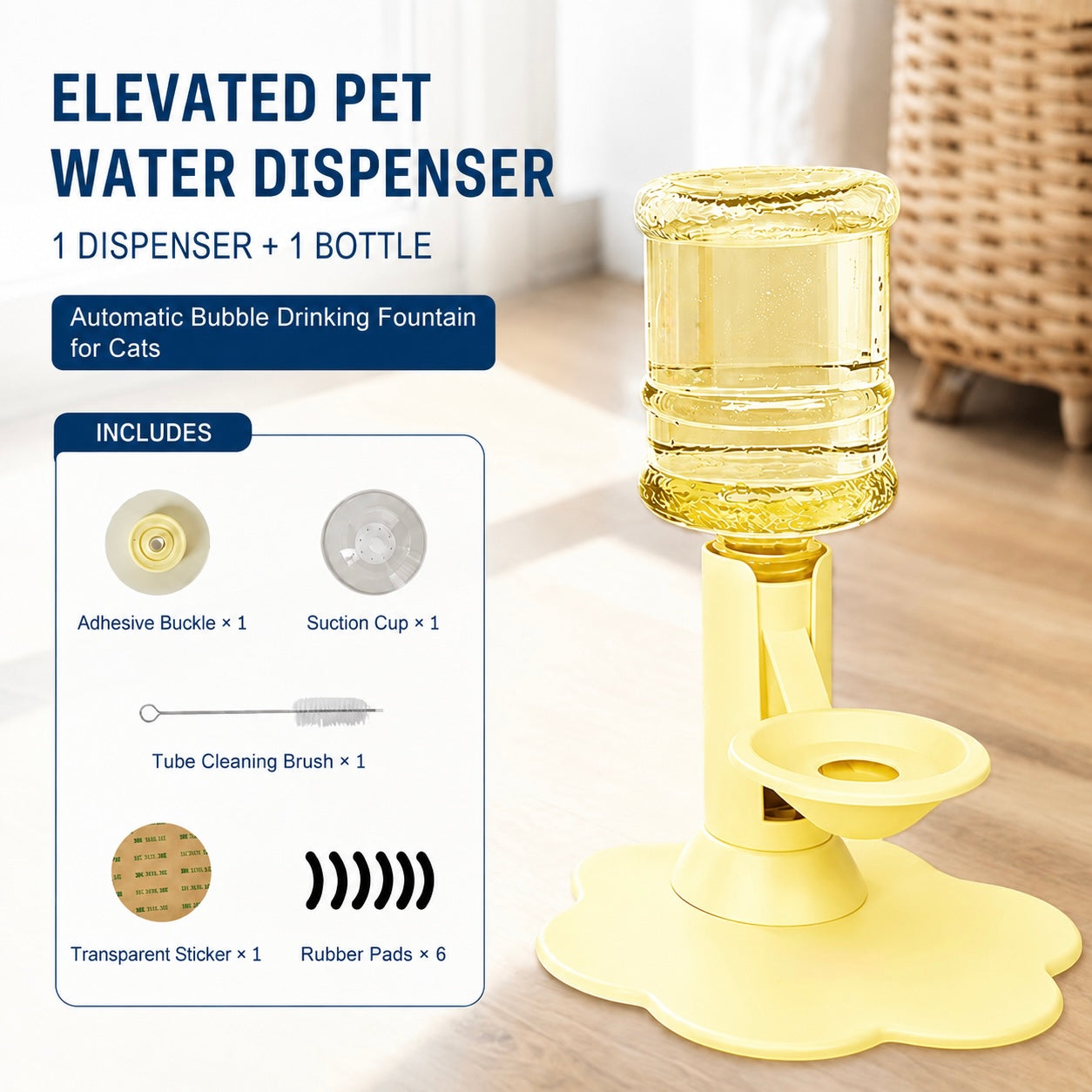 Cordless cat water fountain placed anywhere in the home without cables