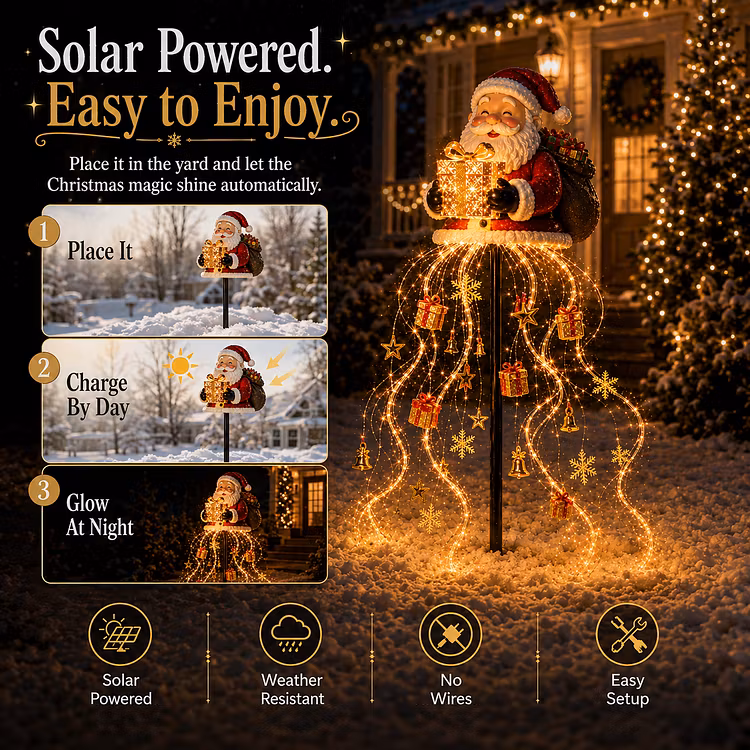 🎅✨ Santa’s Golden Gift Fountain Light 🎁🌟