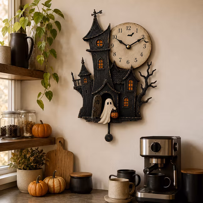 👻Haunted House Pendulum Wall Clock
