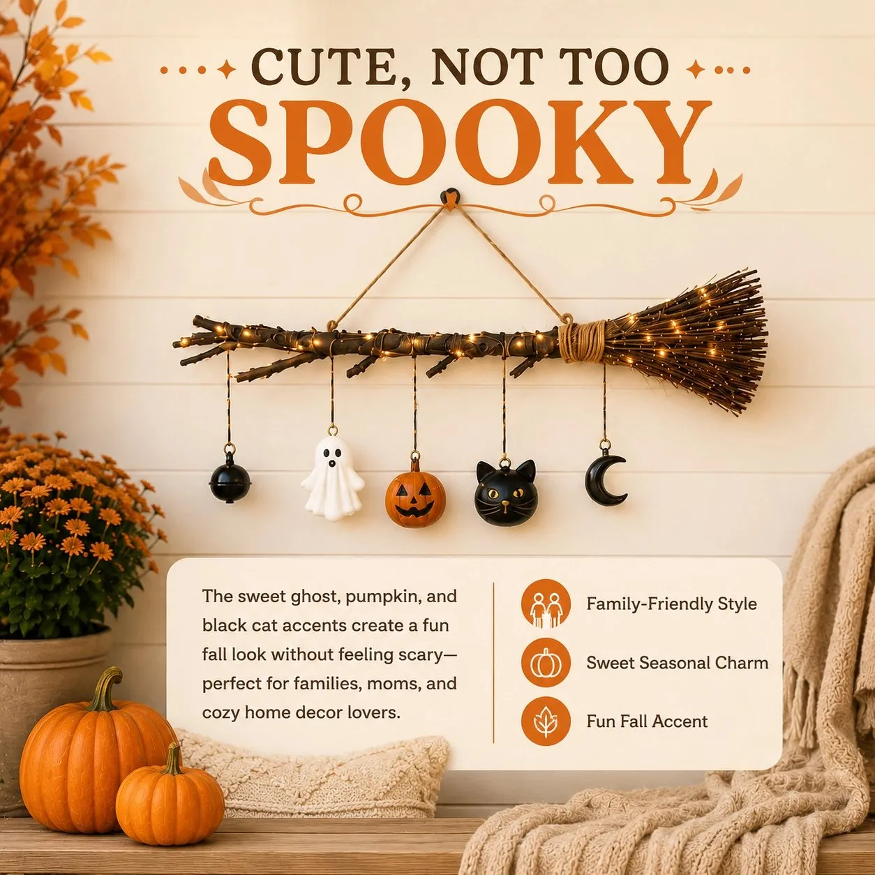 🔥 Limited-Time 50% OFF 🍂 Lighted Fall Broom Wall Hanging – Cozy Halloween & Autumn Decor