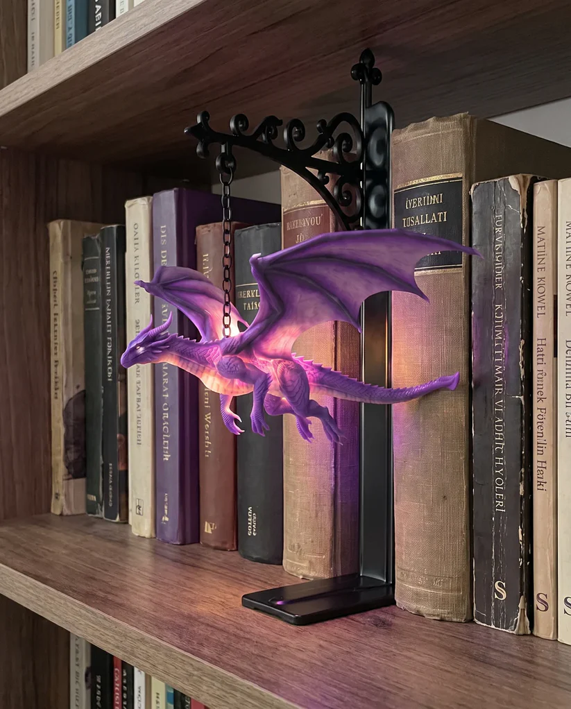 🐉Fantasy Dragon Sculpture Book Holder Decor Lamp