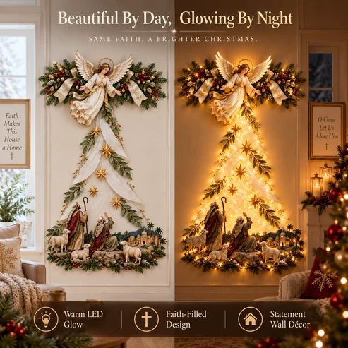 ✨ Angels Over Bethlehem Lighted Christmas Wall Decor