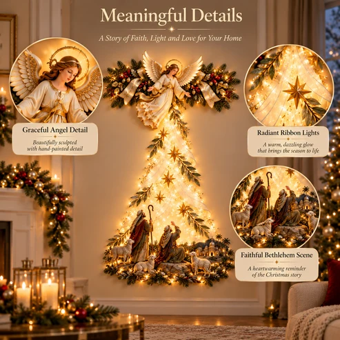 ✨ Angels Over Bethlehem Lighted Christmas Wall Decor