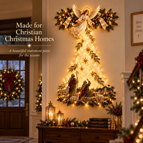 ✨ Angels Over Bethlehem Lighted Christmas Wall Decor