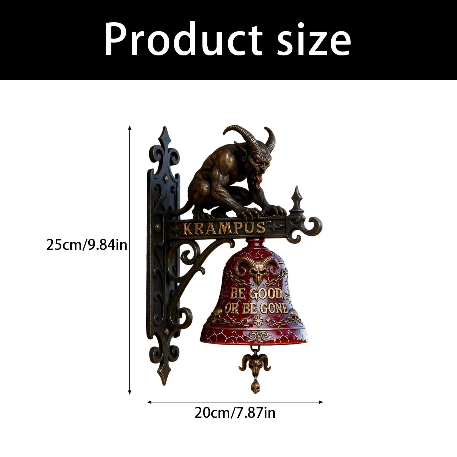 👹 Krampus Gothic Wall Mount Doorbell Bell | Dark Horror Christmas Outdoor Entry Decor
