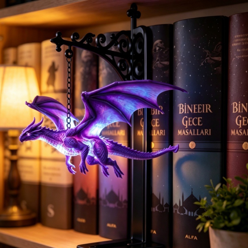 🐉Fantasy Dragon Sculpture Book Holder Decor Lamp